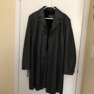 Ladies knee length leather coat